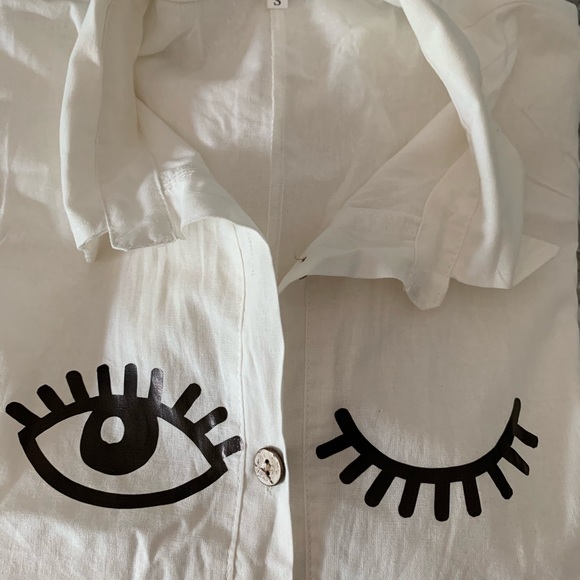 Eye lash print jumpsuit size S - Picture 2 of 4